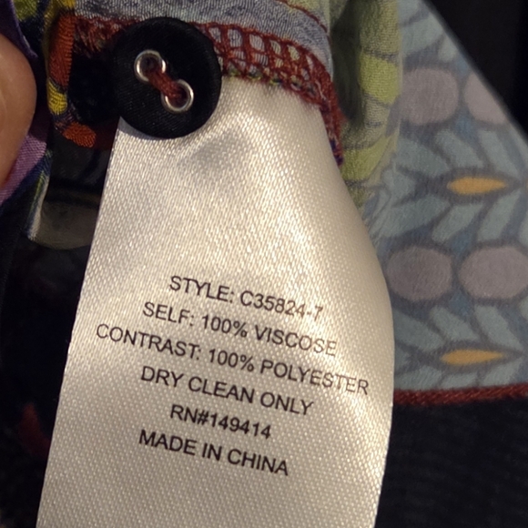 NWT Johnny Was Catriona Black Midi Dress with Colorful Floral Patterns Size L - Picture 13 of 13